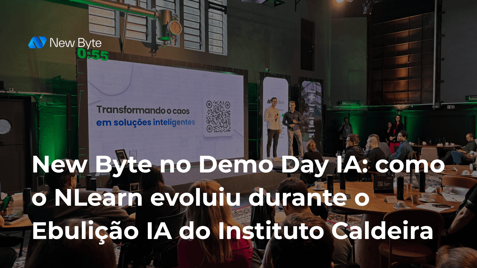 New Byte no Demo Day IA: como o NLearn evoluiu durante o Ebulição IA do Instituto Caldeira